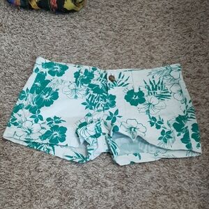 SO Floral Green and White Jean Shorts